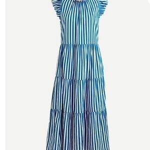 J. Crew cotton dobby dress blue/ green stripes